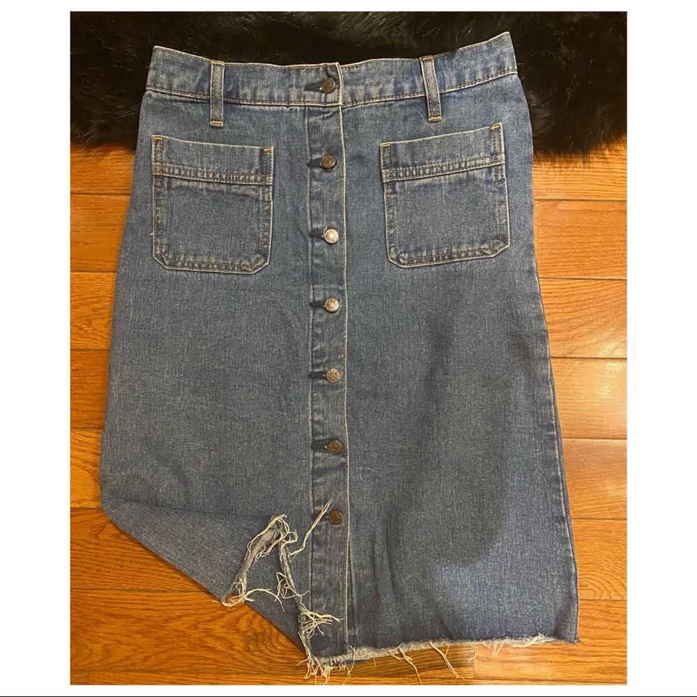 UO Denim Button-front Skirt